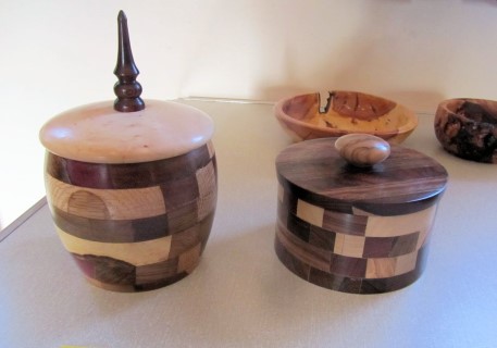 Two lidded pots by Graham Holcroft